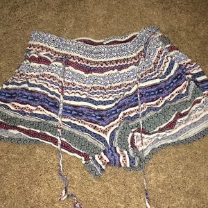 Short shorts with a design on it.